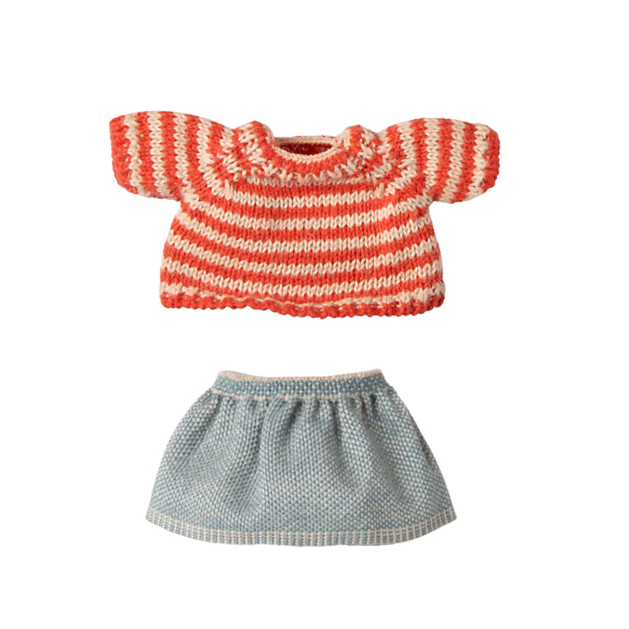 Maileg Red Knitted Sweater and Skirt (Big Sister Mouse)