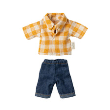 Maileg Yellow Checkered Shirt and Pants (Dad Mouse)
