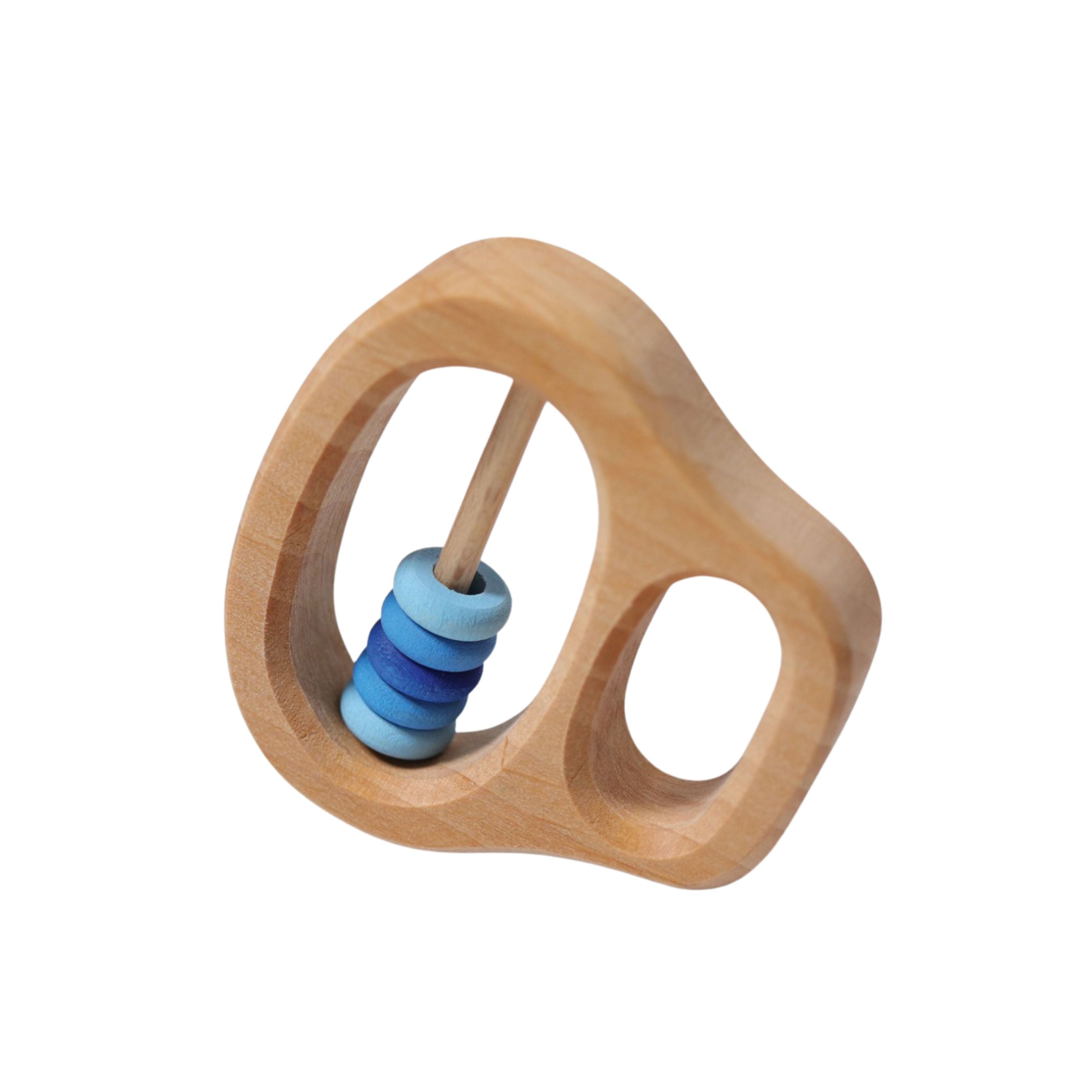 Grimm's Wooden Rattle with Blue Discs | The Playful Peaco – The Playful ...