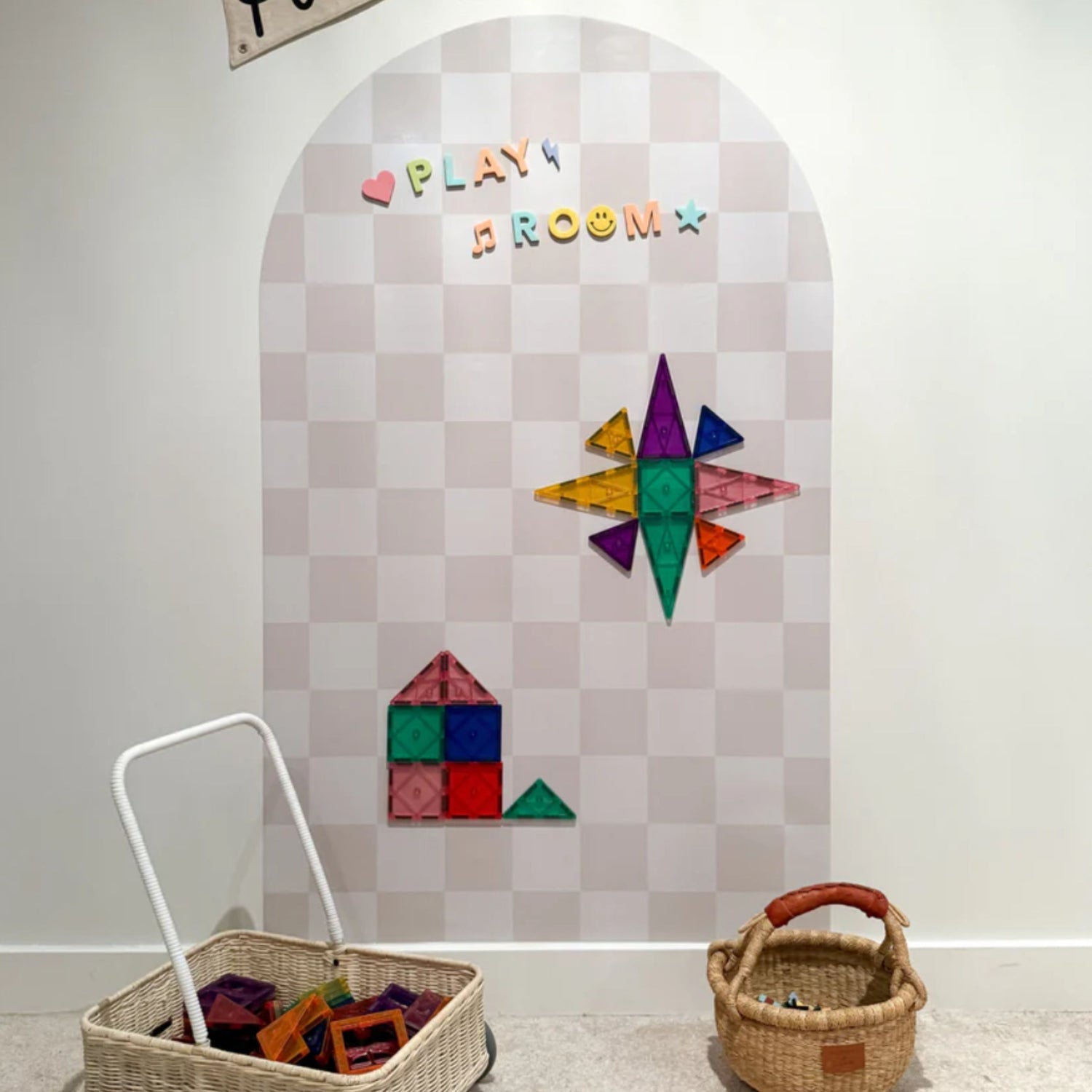 MEGA Magic Playwall - Arch Magnetic Wall Decal (Neutral Check)