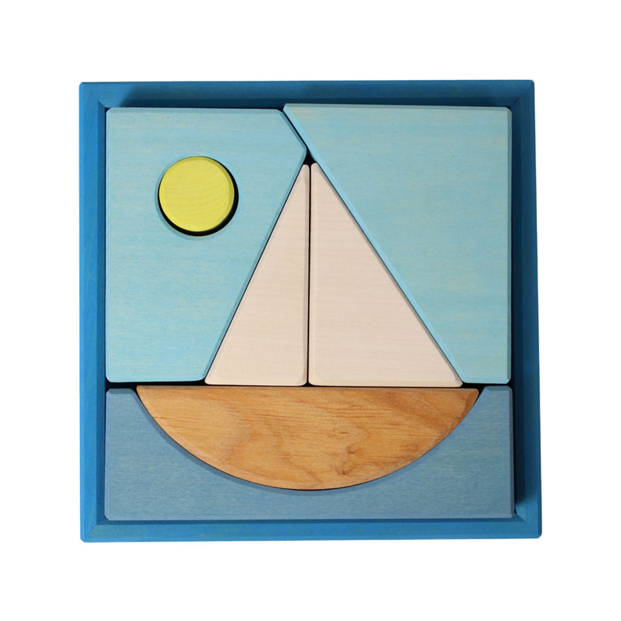 Grimm's Building Set Creative Puzzle (Boat, Blue)