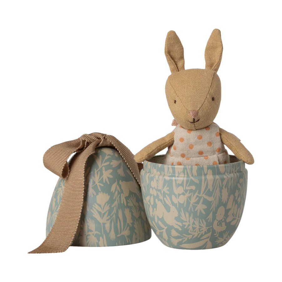 PRE-ORDER Maileg Easter Egg with Micro Rabbit- Dusty Blue (Small)
