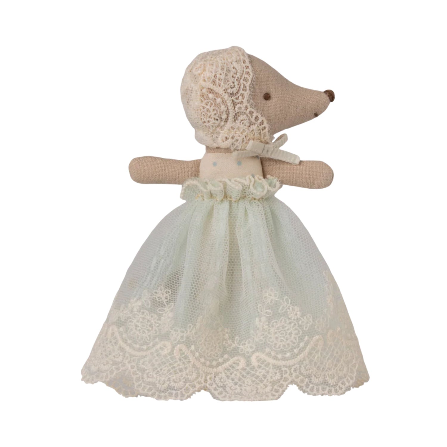 PRE-ORDER Maileg Baby Mouse in Gown (Mint)