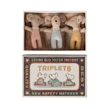 Maileg Triplets in Matchbox - Checker (Baby Mice)