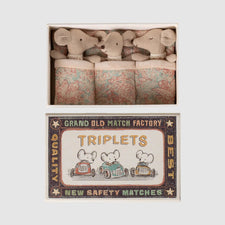 Maileg Triplets in Matchbox - Checker (Baby Mice)