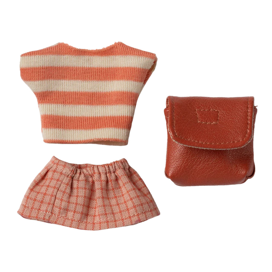 PRE-ORDER Maileg Clothes and Bag - Coral (Big Sister Mouse)