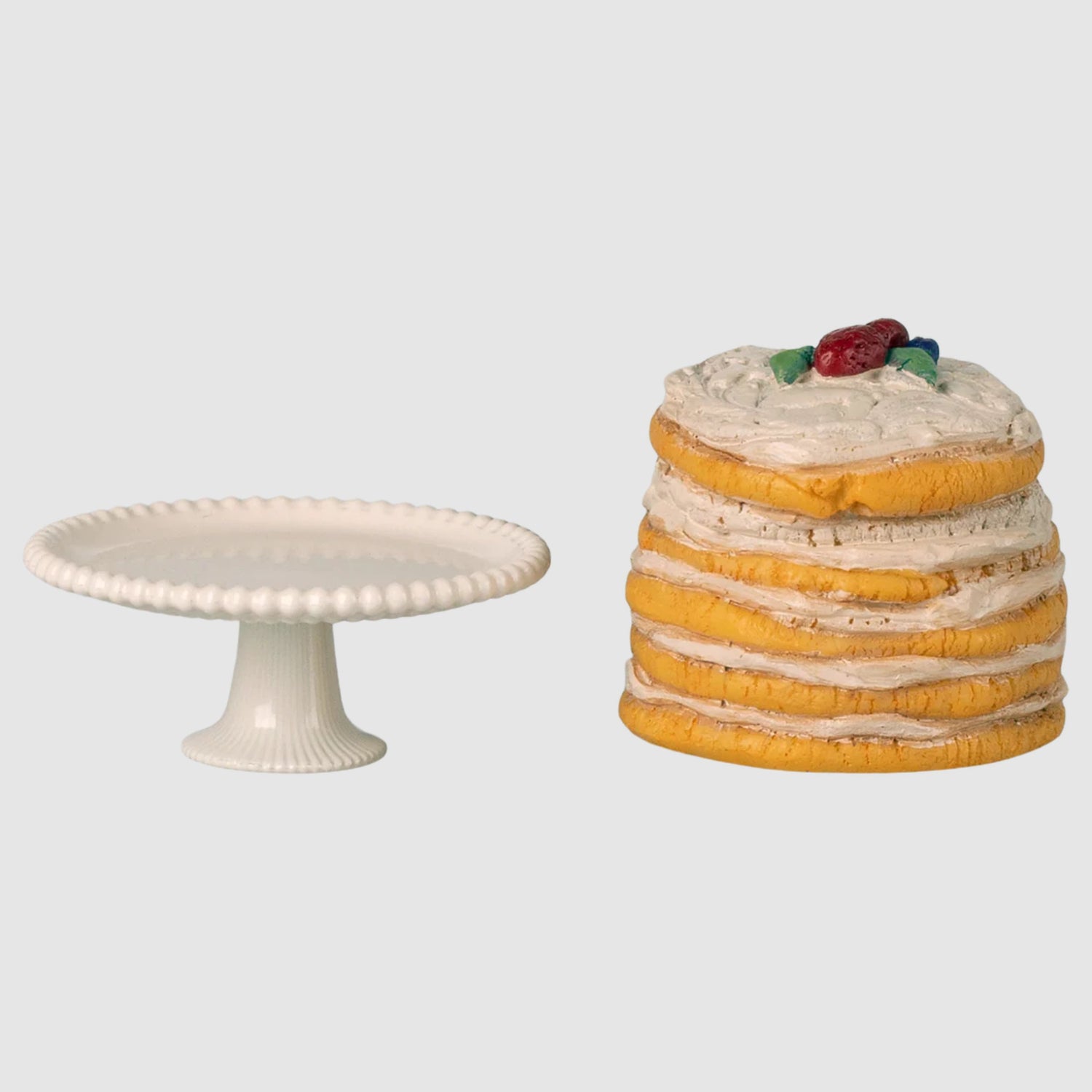 Maileg Party Cake with Stand - Off White (Mouse)