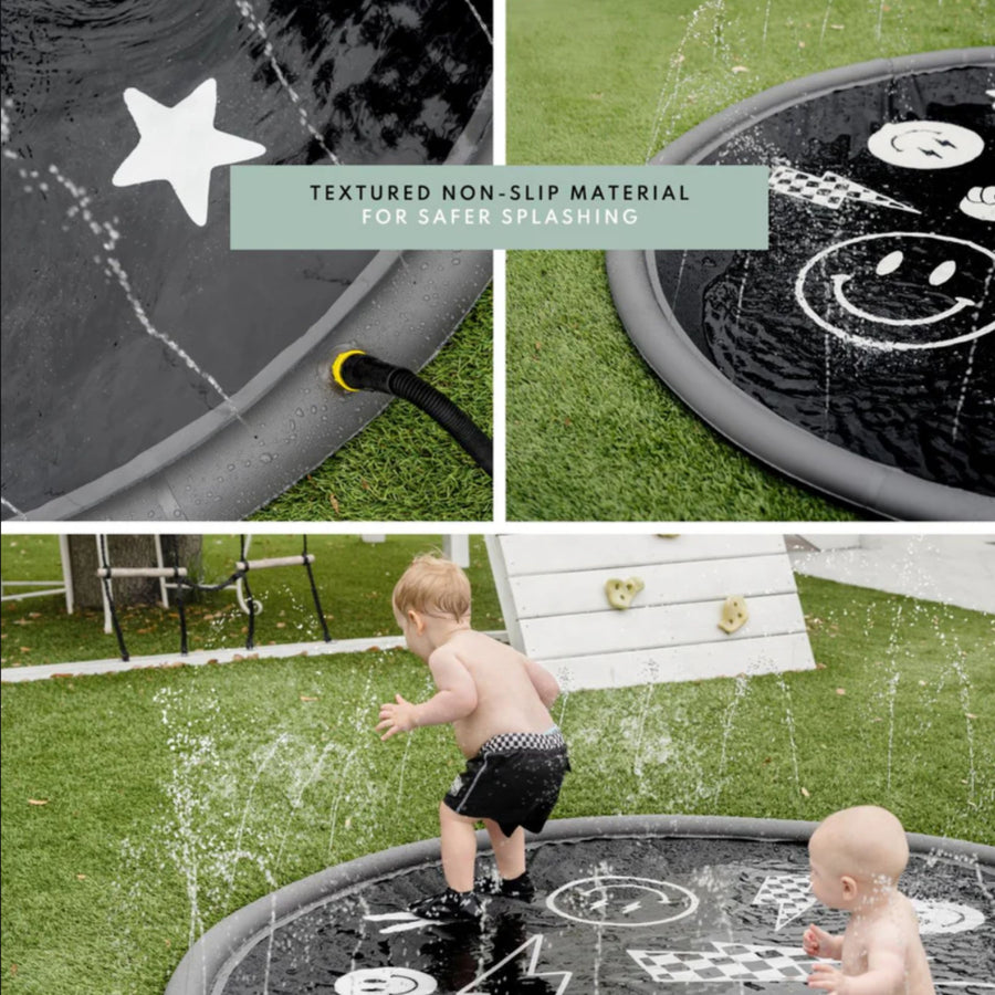 Sprinkler Splash Pad for Kids (Monochrome Smiley)