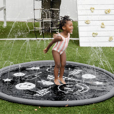 Sprinkler Splash Pad for Kids (Monochrome Smiley)