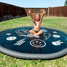 Sprinkler Splash Pad for Kids (Monochrome Smiley)