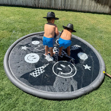 Sprinkler Splash Pad for Kids (Monochrome Smiley)