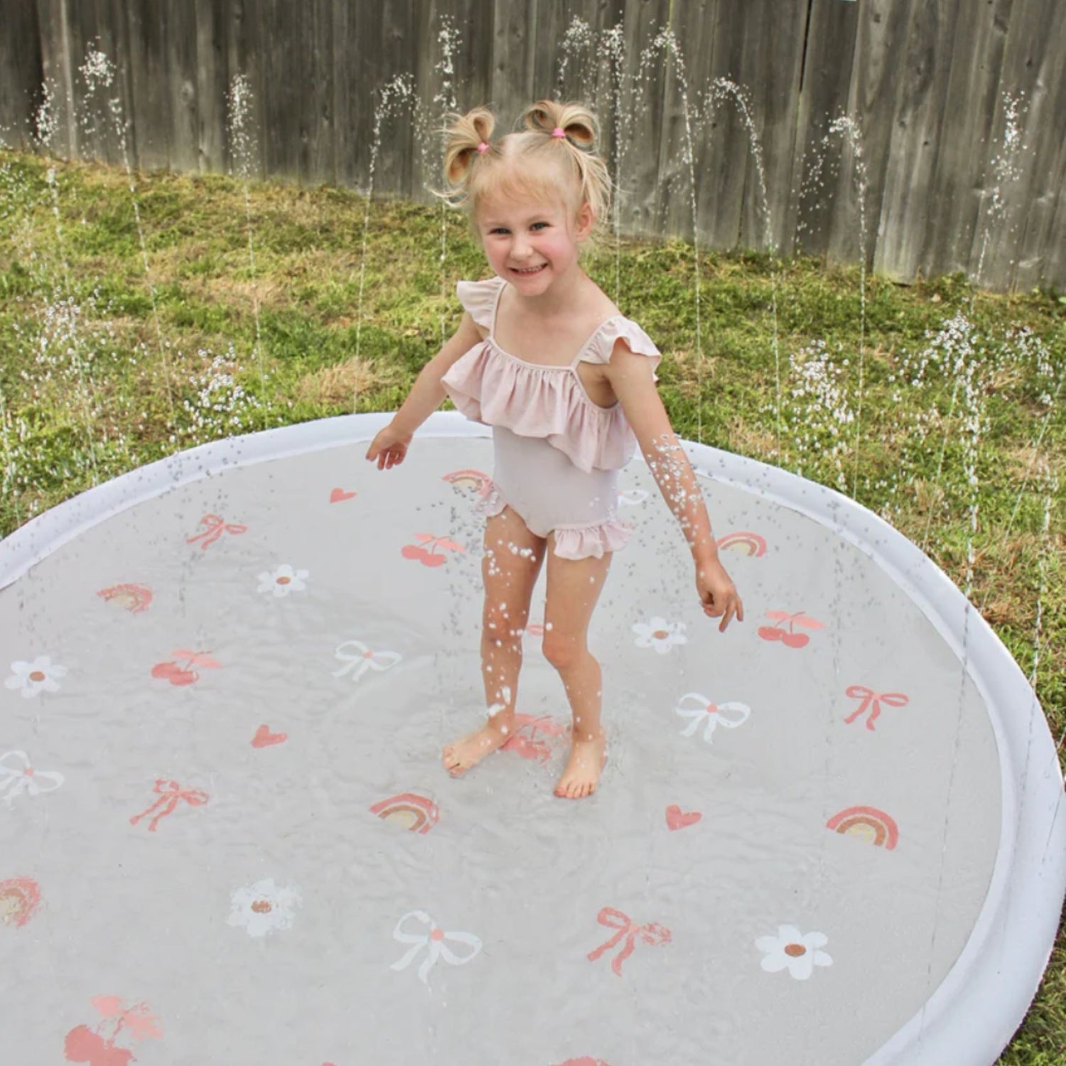 Sprinkler Splash Pad for Kids (Bows & Bloom)