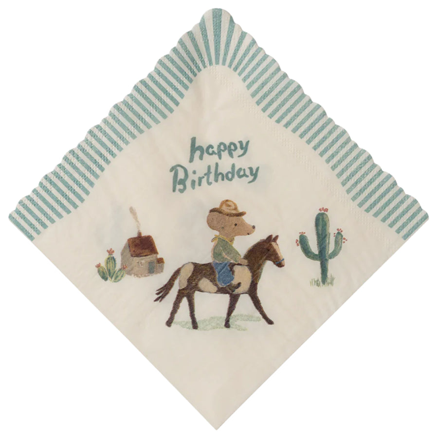 Maileg Happy Birthday Napkin - 20 pcs (Cowboy)