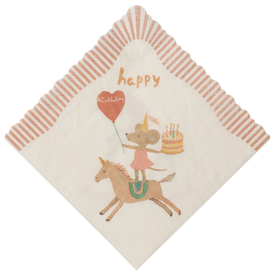 Maileg Happy Birthday Napkin - 20 pcs (Unicorn)
