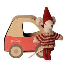 Maileg Christmas Mouse in Car Box (Little Sister)