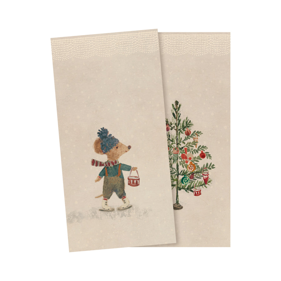 PRE-ORDER Maileg Small Napkins - Christmas Mice (Set of 20)
