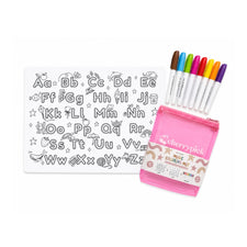 Magic Colouring Mat - Silicone Washable & Reversible Coloring Placemat and Markers Set (ABC/123)
