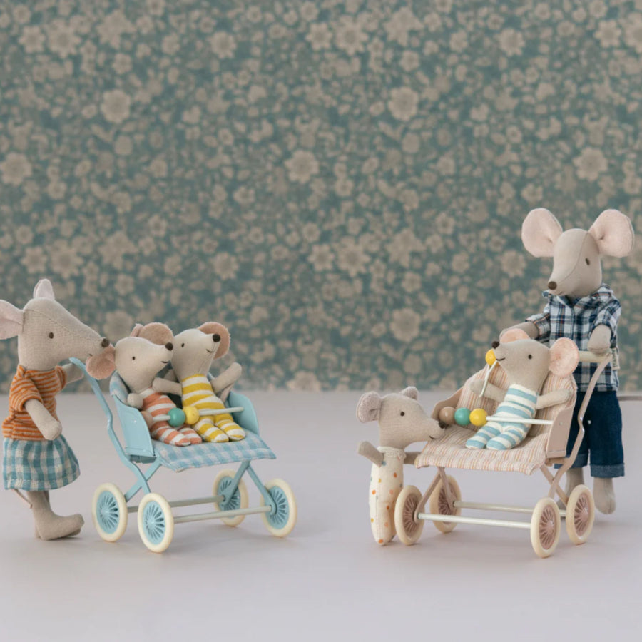 Maileg Reversible Stroller - Rose (Baby Mouse/MY)