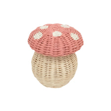 Rattan Toadstool Porcini Basket (Pink Musk)