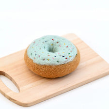 Felt Donut with Blue Vanilla Frosting and Rainbow Sprinkles | Play Food