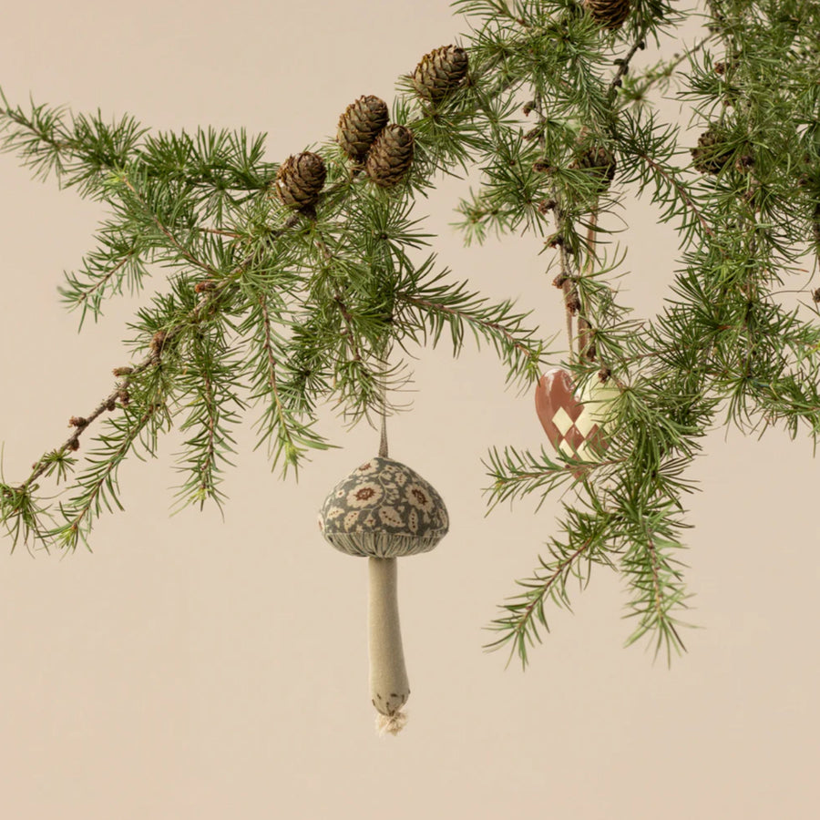 Maileg Mushroom Cotton Ornament (Winter Flower - Green)
