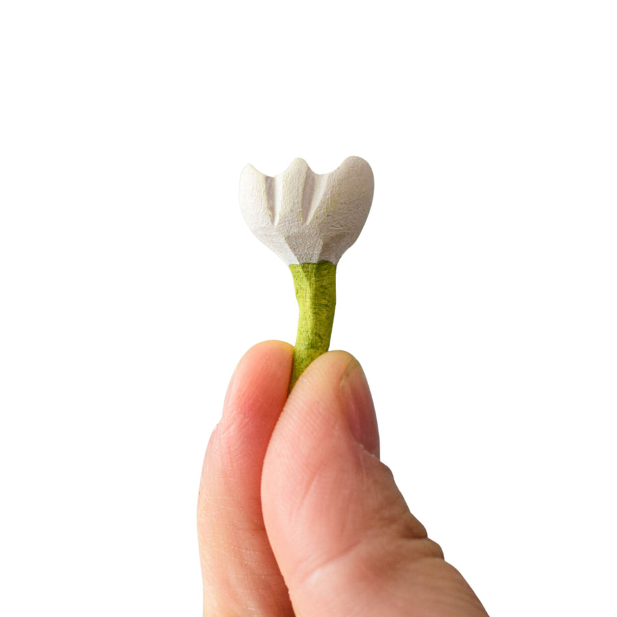Small Wooden Flower for Fairies (White)