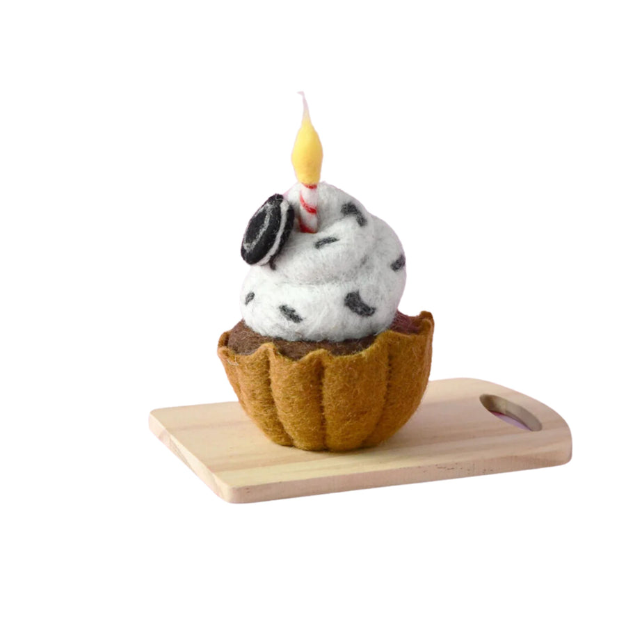 Felt Giant Oreo Cupcake with Candle | Play Food