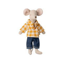 Maileg Yellow Checkered Shirt and Pants (Dad Mouse)