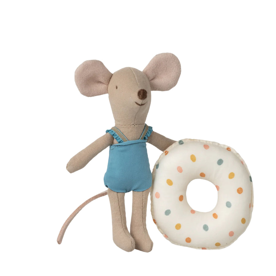 PRE-ORDER Maileg Beach Mouse with Float  - Multi Dot (Little Sister)