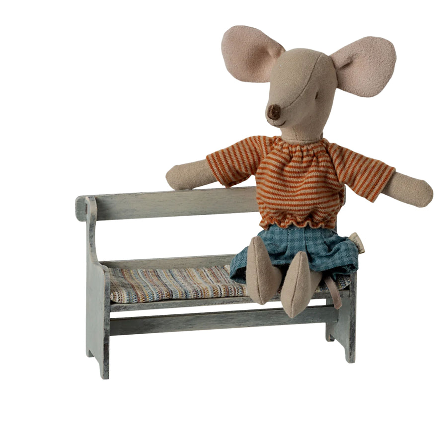 Maileg Wooden Vintage Bench - Off White (Mouse)
