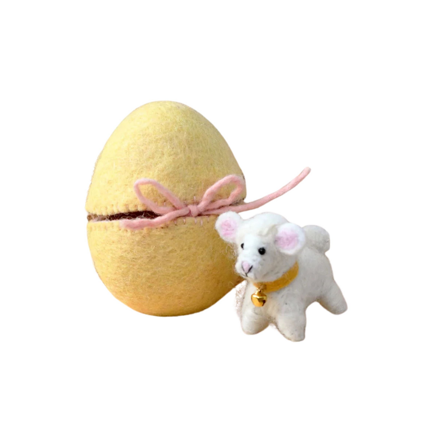 Felt Yellow Surprise Egg with Lamb