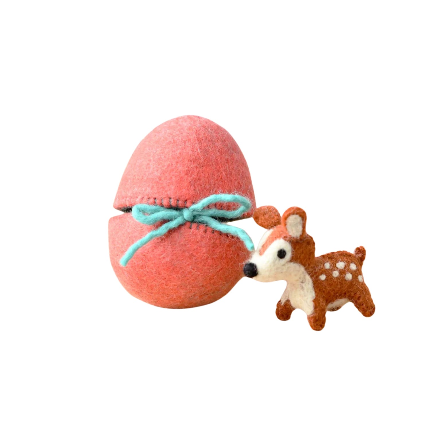 Felt Red Surprise Egg with Fawn
