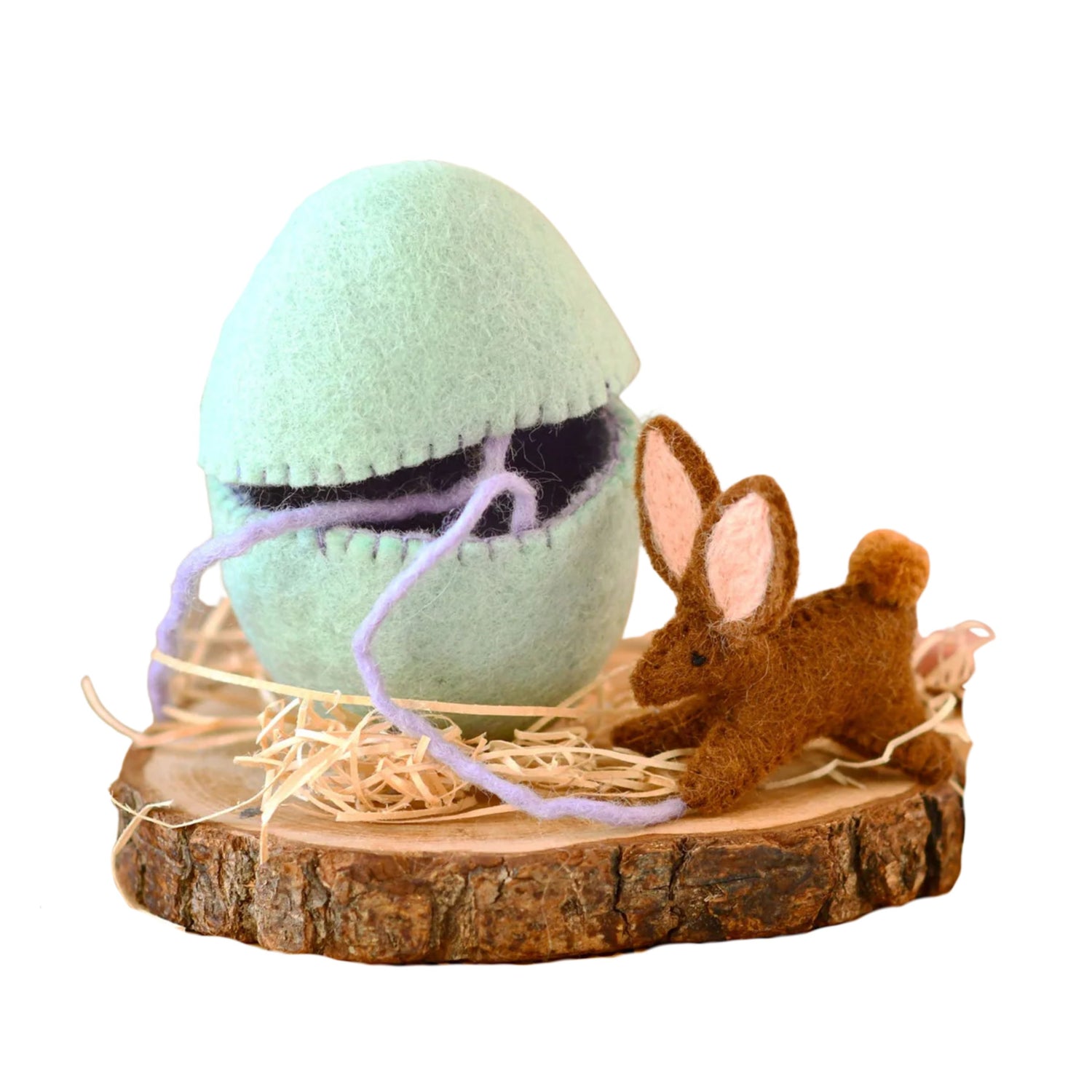 Felt Green Surprise Egg with Bunny