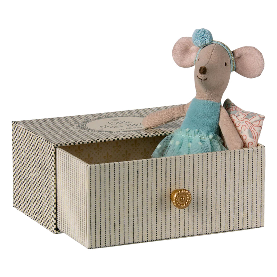 Maileg Dance Mouse in Daybed - Turquoise (Little Sister)