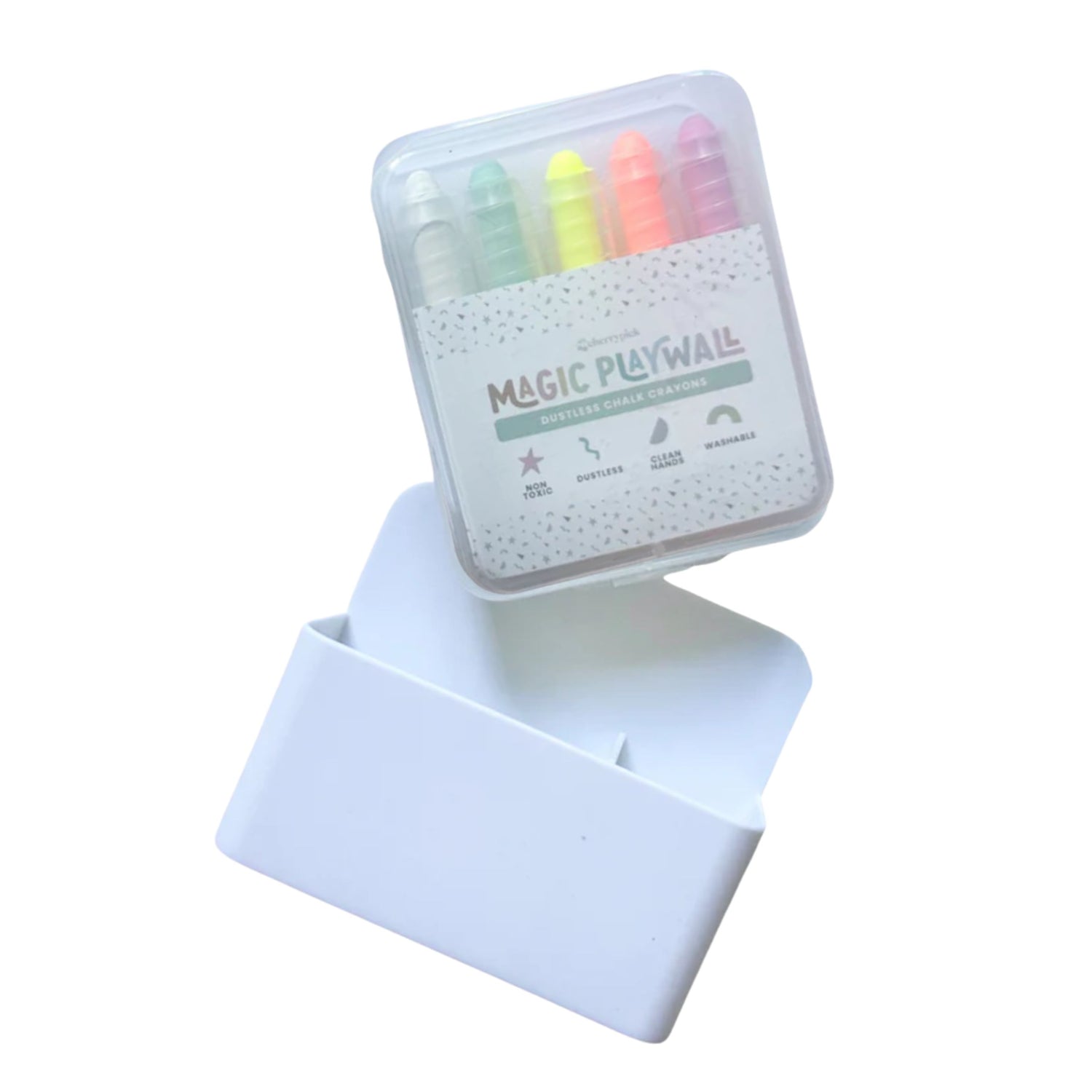 Dustless Chalk Crayons + Magnetic Holder Bundle for Magic Playwall (Neon)