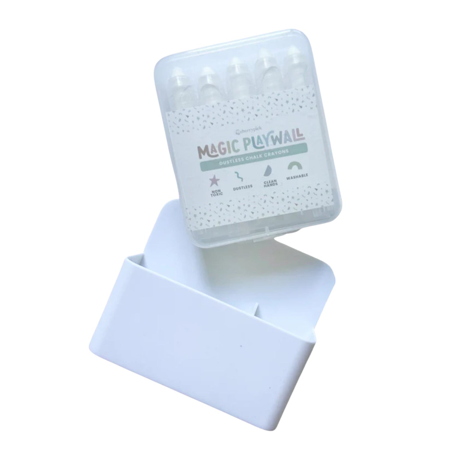 Dustless Chalk Crayons + Magnetic Holder Bundle for Magic Playwall (White)