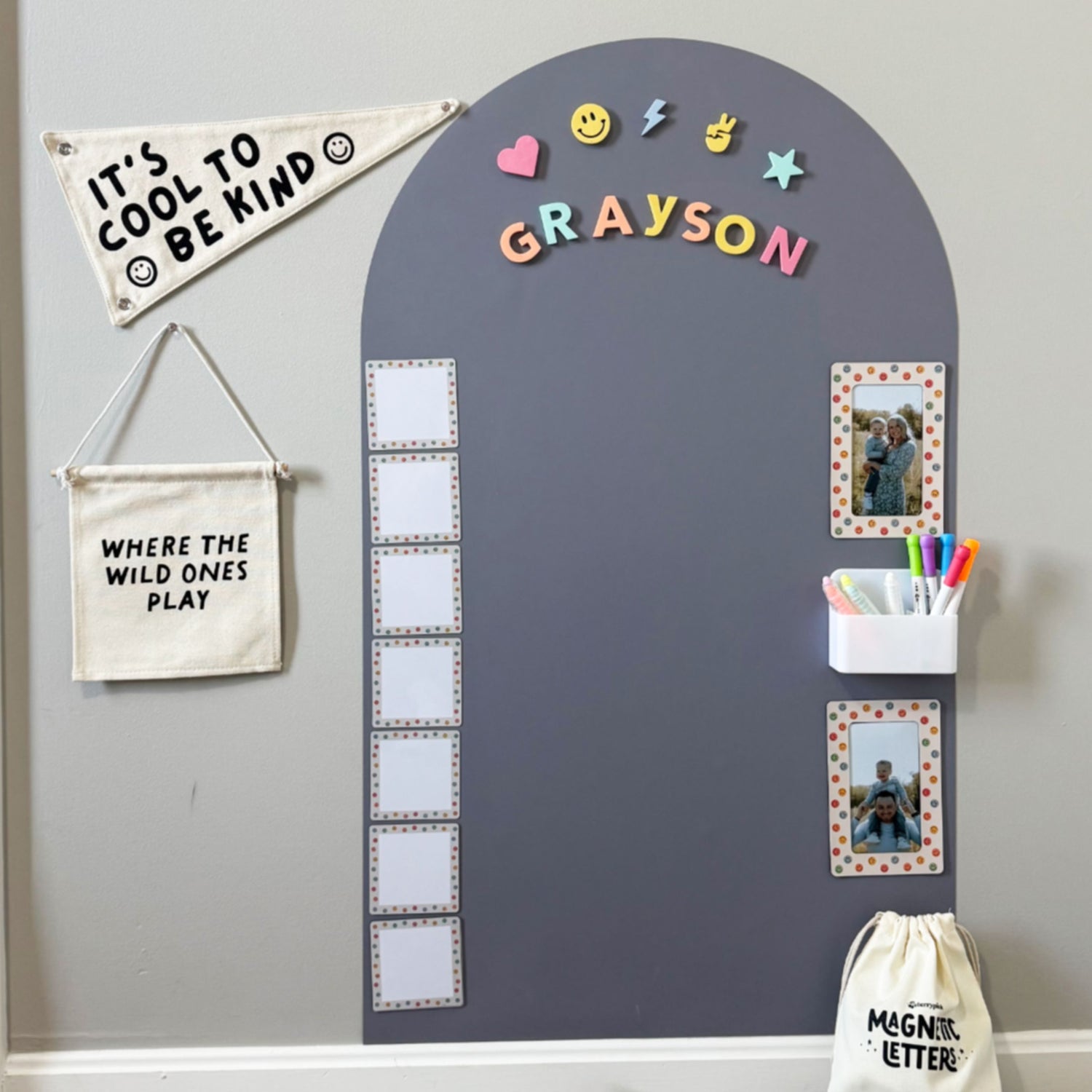 Magic Playwall - Arch Magnetic Wall Decal (Stone Grey)