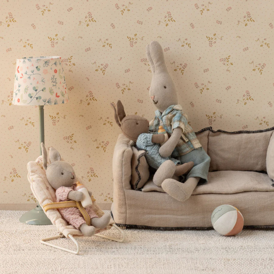 PRE-ORDER Maileg Rabbit Knitted Suit - Sand/Rose (Micro)