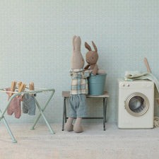 PRE-ORDER Maileg Rabbit Knitted Suit - Brown/Blue (Micro)