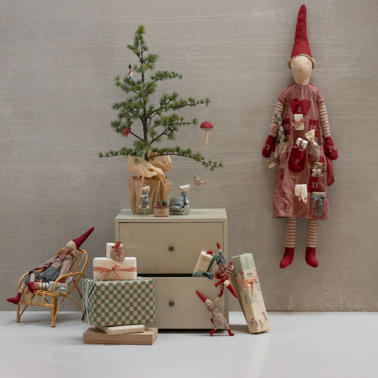 Maileg Pixy Boy - Red Checkered Shirt (Size 1)