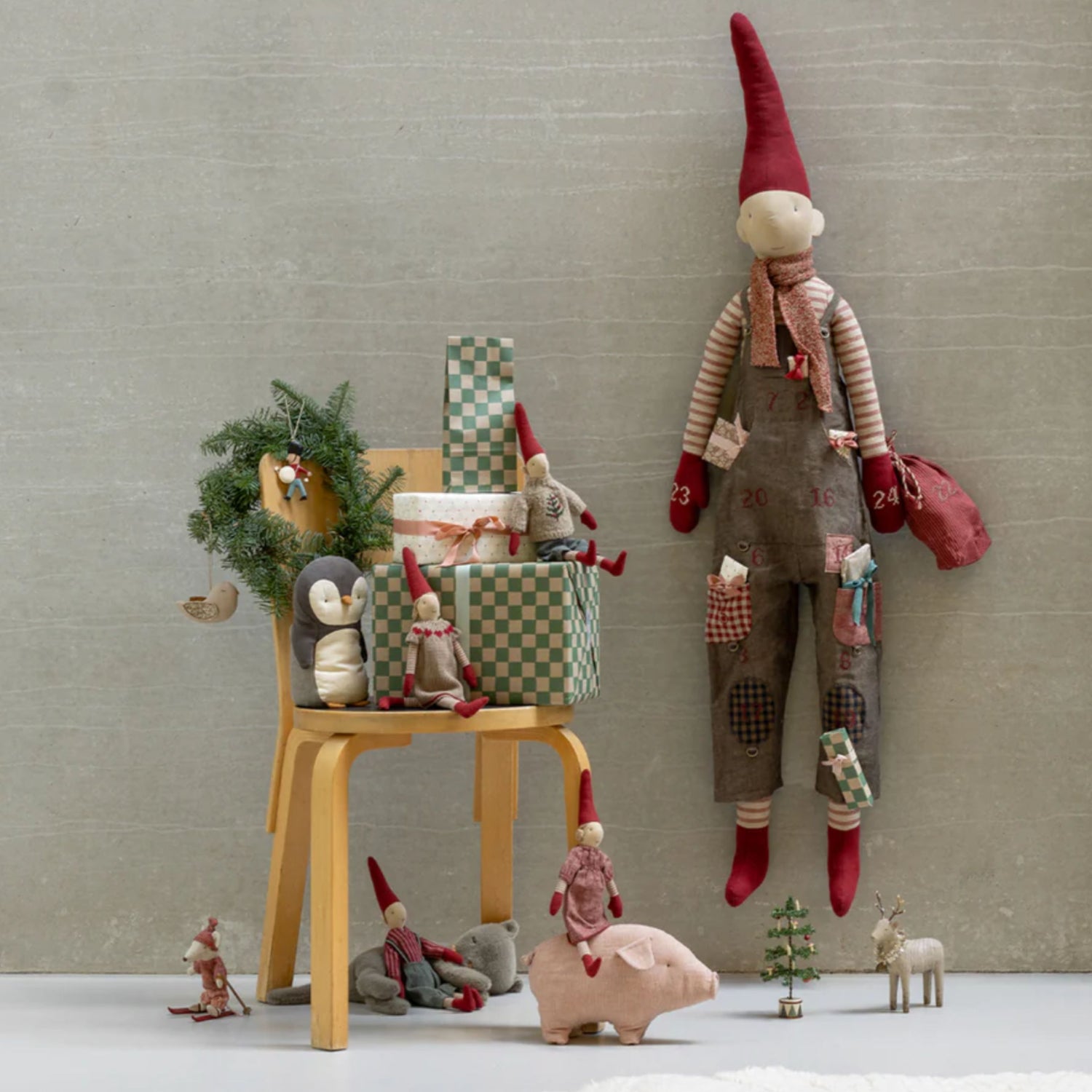 Maileg Gift Wrap - Checker, Green (10m)