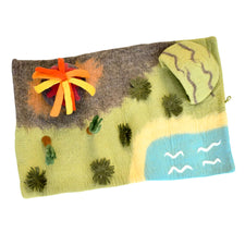 Felt Dinosaur Playmat Playscape With Volcano (Large)