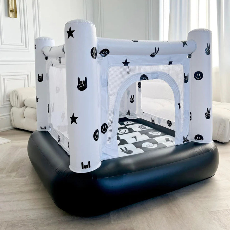 Magic Bounce House – Mini Cordless Indoor Bouncer (Monochrome Smiley)