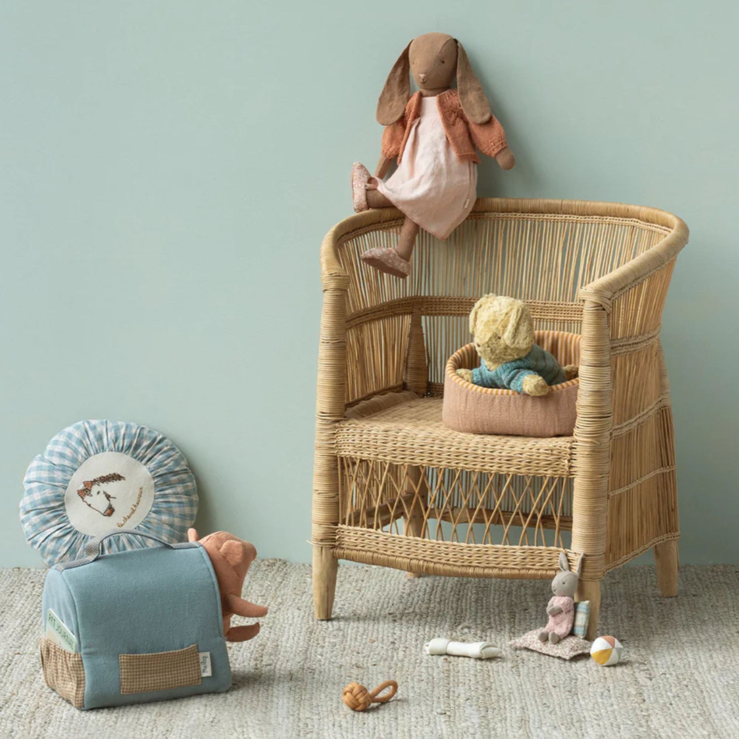 Maileg Pet Carrier (Dusty Blue)