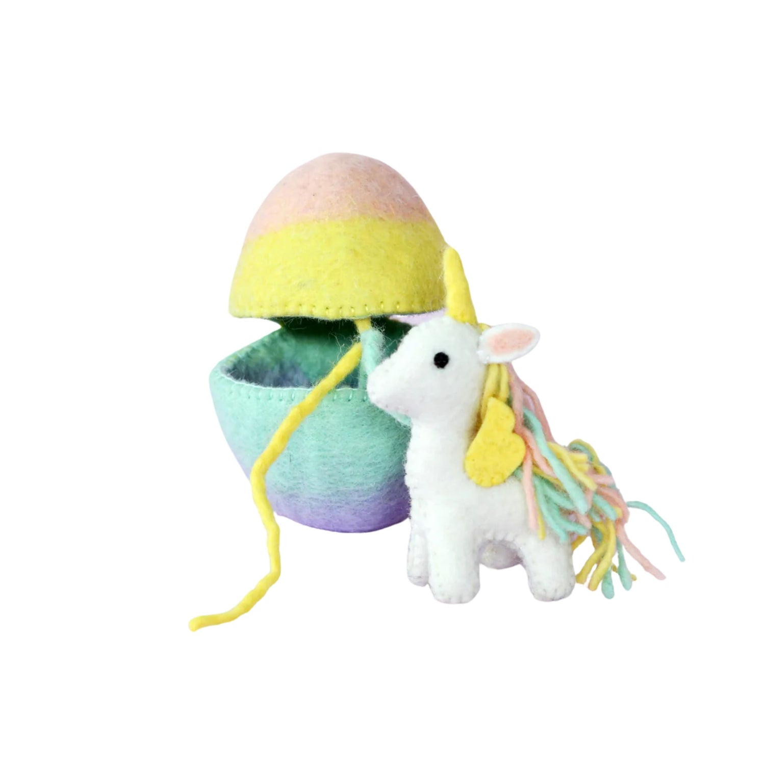 Felt Rainbow Surprise Egg with Unicorn