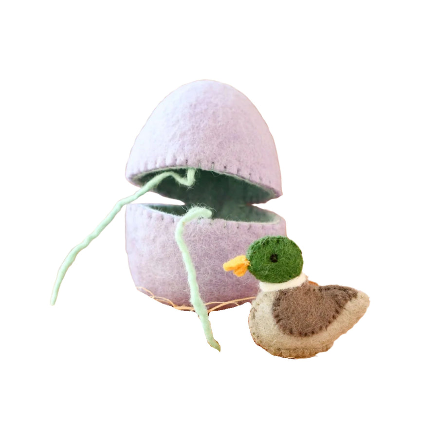 Felt Purple Surprise Egg with Duck