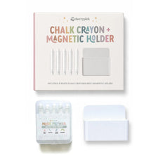 Dustless Chalk Crayons + Magnetic Holder Bundle for Magic Playwall (White)