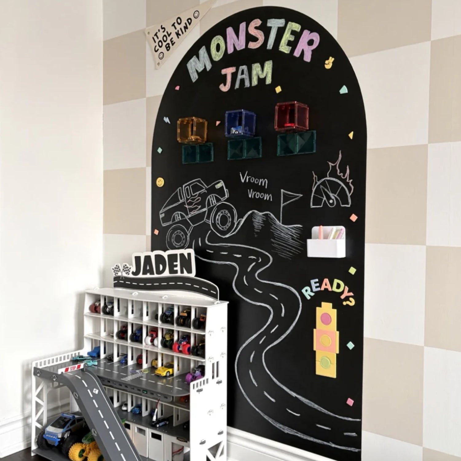 Dustless Chalk Crayons + Magnetic Holder Bundle for Magic Playwall (Neon)