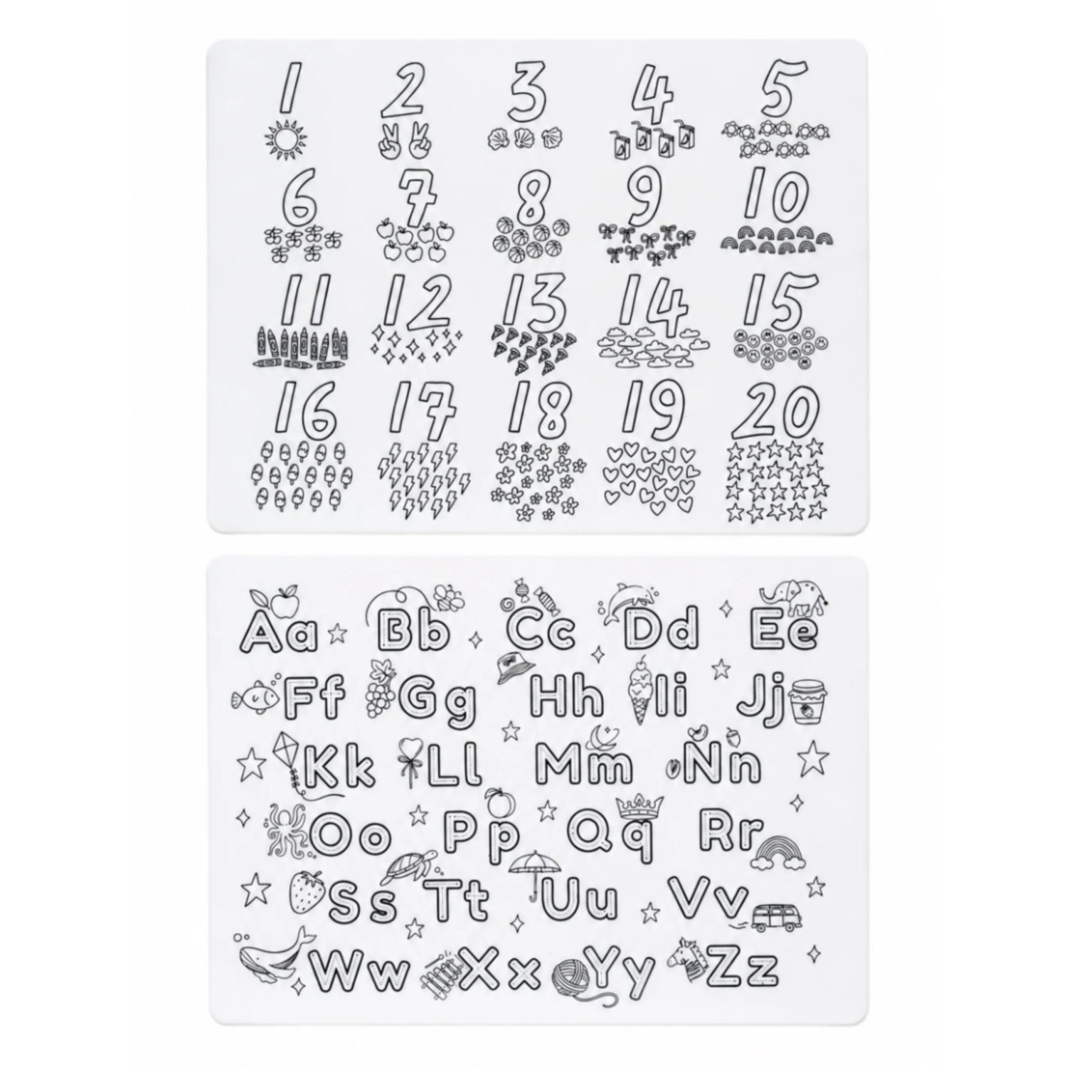 Magic Colouring Mat - Silicone Washable & Reversible Coloring Placemat and Markers Set (ABC/123)