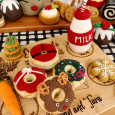 Felt Red Present Donut | Christmas Play Food